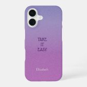 Ombre Lila Personalize Quote & Name iPhone Fall 16 Hülle (Rückseite)