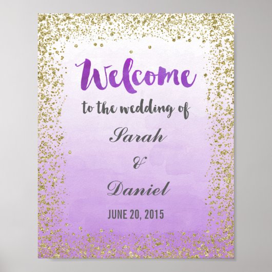 Ombre Lila und Gold Welcome Poster Print (Vorne)