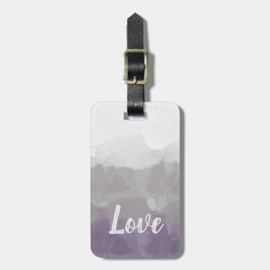 Ombre Lila und grau Liebe Graceful Gradient Gepäckanhänger (Vorderseite vertikal)