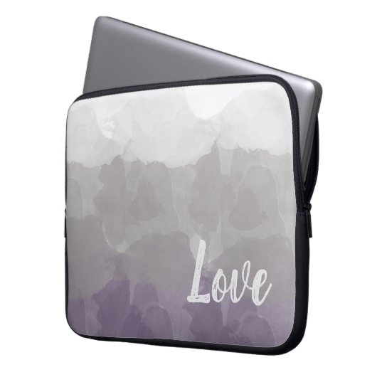 Ombre Lila und grau Liebe Graceful Gradient Laptopschutzhülle (Vorderseite Links)