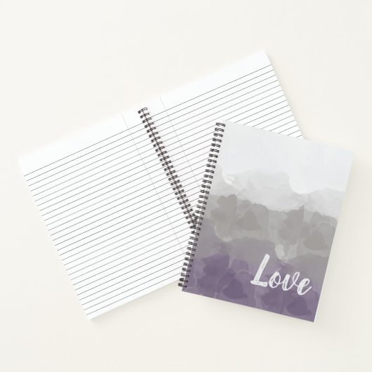 Ombre Lila und grau Liebe Graceful Gradient Notizblock (Innenseite)