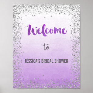 Ombre Lila und Silver Welcome Poster Print