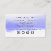 Ombre Lila Watercolor Minimalistisch Social Media Visitenkarte (Rückseite)