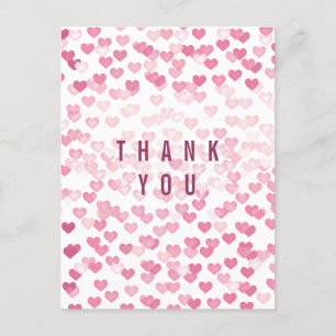 Ombre Love Hearts Thank  You Postcard Feiertagspostkarte