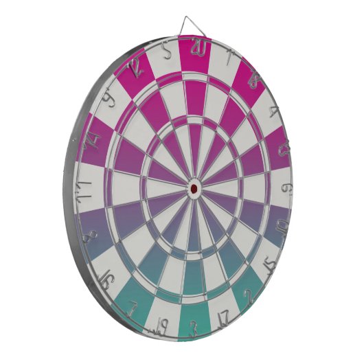 Ombre Magenta Lila Aquamarin und weiß Dartscheibe (Vorderseite Links)