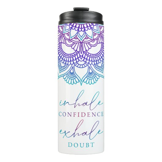 Ombre Mandala Inhale Confidence Exhale Doubt Yoga Thermosbecher (Vorderseite)