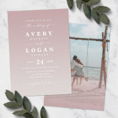 Ombre Mauve & Ivory Wedding Einladung mit Foto