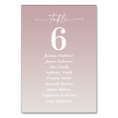 Ombre Mauve Pink & Gardenia White Guest Names Tischnummer (Rückseite)