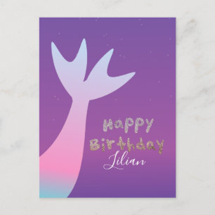 Ombré Meerjungfrau Faux Glitter Geburtstagseinladu Postkarte