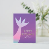 Ombré Mermaid Imitate Glitzer Geburtstagseinladung Postkarte (Stehend Vorderseite)