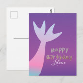 Ombré Mermaid Imitate Glitzer Geburtstagseinladung Postkarte (Vorne/Hinten)