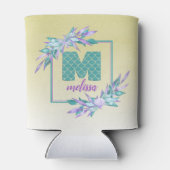 Ombre Mermaid Scales Monogram | Aquarellblume Dosenkühler (Rückseite)