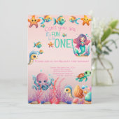 Ombre Mermaids Einladung (Stehend Vorderseite)