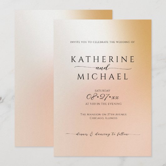 Ombre minimalist Wedding Einladung (Vorne/Hinten)