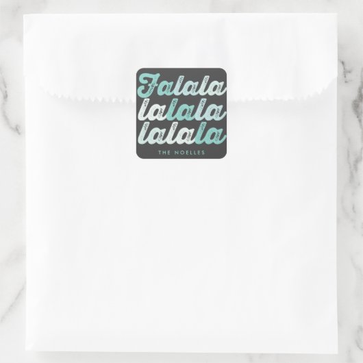 Ombre Mint Falalalala Bold Script Moderner Urlaub Quadratischer Aufkleber (Tasche)