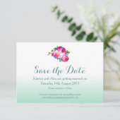 Ombre Mint Floral Speichern Sie die Datumskarten Save The Date (Stehend Vorderseite)