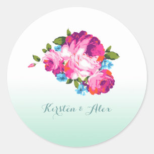 Ombre Mint Floral Wedding Aufkleber