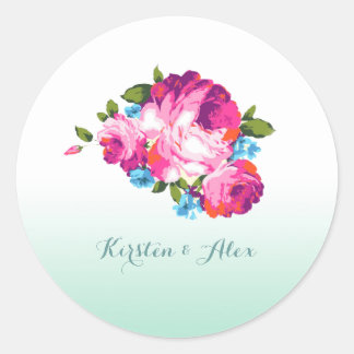 Ombre Mint Floral Wedding Aufkleber
