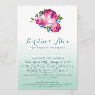 Ombre Mint Floral Wedding Einladungen