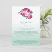 Ombre Mint Floral Wedding Information Cards Einladung (Stehend Vorderseite)