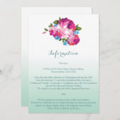 Ombre Mint Floral Wedding Information Cards Einladung (Vorne/Hinten)