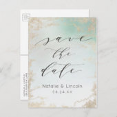Ombre Mint Green Mattiert Gold Foil Save the Date Ankündigungspostkarte (Vorne/Hinten)