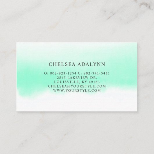 Ombre Mint Watercolor Minimaler Termin Karte (Rückseite)