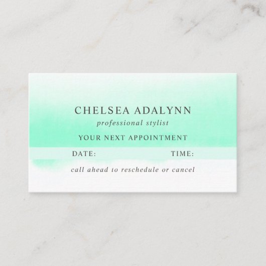 Ombre Mint Watercolor Minimaler Termin Karte (Vorderseite)