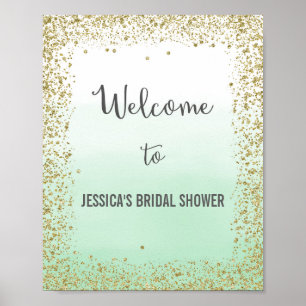 Ombre Minze and Gold Welcome Poster Print