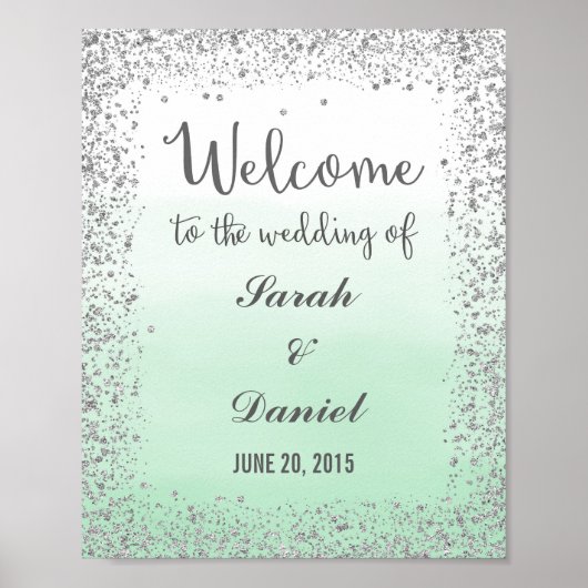 Ombre Minze and Silver Welcome Poster Print (Vorne)