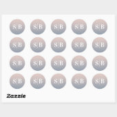 Ombre Mit Monogramm Light Pink & Dusty Blue Weddin Runder Aufkleber (Blatt)