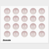 Ombre Mit Monogramm Mauve & Off-White Wedding Runder Aufkleber (Blatt)