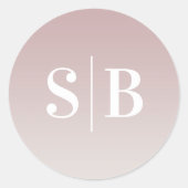Ombre Mit Monogramm Mauve & Off-White Wedding Runder Aufkleber (Vorderseite)