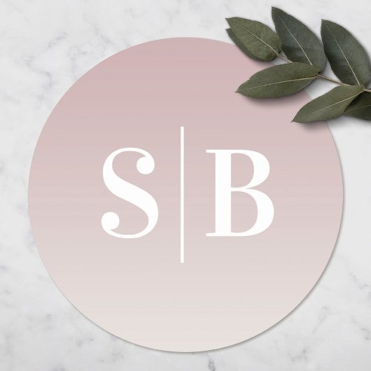 Ombre Mit Monogramm Mauve & Off-White Wedding Runder Aufkleber