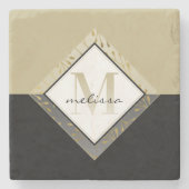 Ombre #Monogram | #Classic Black + White + Gold Steinuntersetzer (Vorderseite)