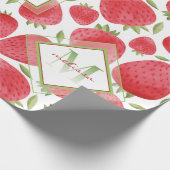 Ombre Monogram + Erdbeeren Rot & Grün + Rosa Geschenkpapier (Ecke)