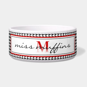 Ombre Monogram + Hahnentrittmuster Red Black & Whi Napf