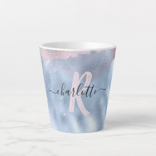 Ombre Monogram Shimmery Rose Gold und Baby Blue Milchtasse