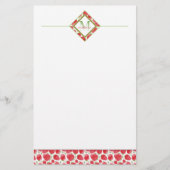 Ombre Monogram | Sommer Erdbeeren + Grün Briefpapier (Vorderseite)