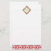 Ombre Monogram | Sommer Erdbeeren + Grün Briefpapier (Vorne/Hinten)