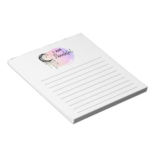 *~* Ombre Moon Boho Gratitude List ICH BIN DANKFUL Notizblock (angewinkelt)