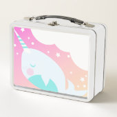 Ombre Narwhale farbenfrohe Magie Cartoon Design Metall Brotdose (Vorderseite)