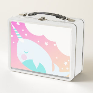 Ombre Narwhale farbenfrohe Magie Cartoon Design Metall Brotdose
