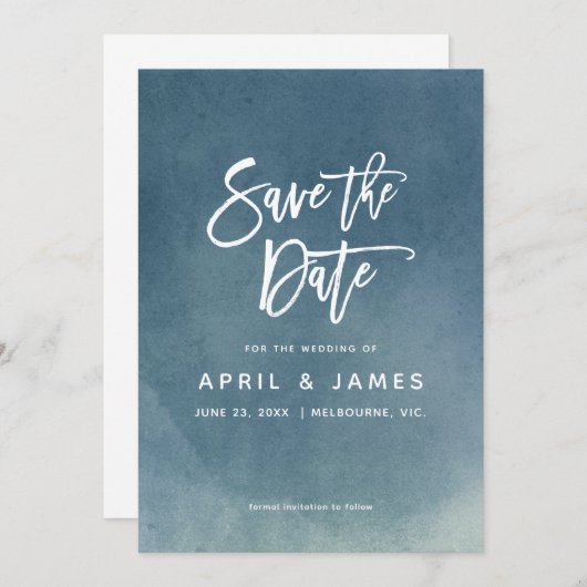 Ombre Nichts Extravagant nur Liebe Brush Typografi Save The Date (Vorne/Hinten)