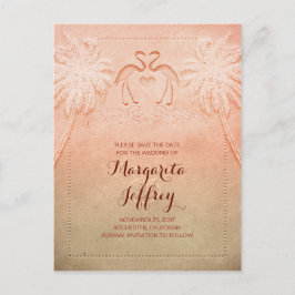 Ombre niedlicher Flamingo Strand Save the Date Pos Ankündigungspostkarte
