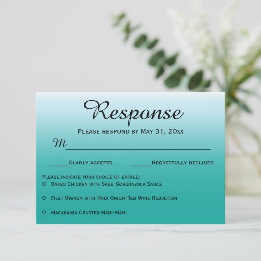 Ombre Ocean Wedding RSVP Response Cards (Stehend Vorderseite)