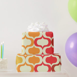 Ombre Ogee Muster in Orange, Mandarine und Rot Geschenkpapier