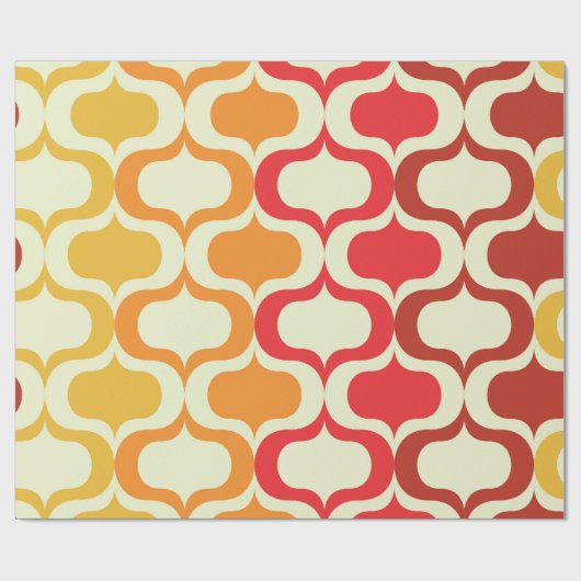 Ombre Ogee Muster in Orange, Mandarine und Rot Geschenkpapier (Flach)
