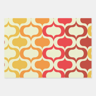 Ombre Ogee Muster in Orange, Mandarine und Rot Geschenkpapier Set