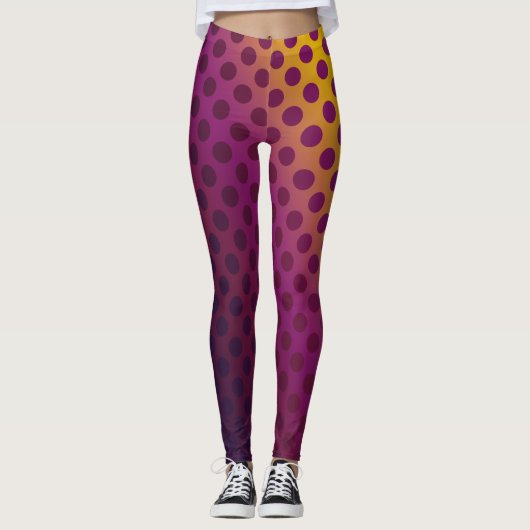 Ombre Passion Fruit Polka Dots Gold Himbeere Leggings (Vorderseite)